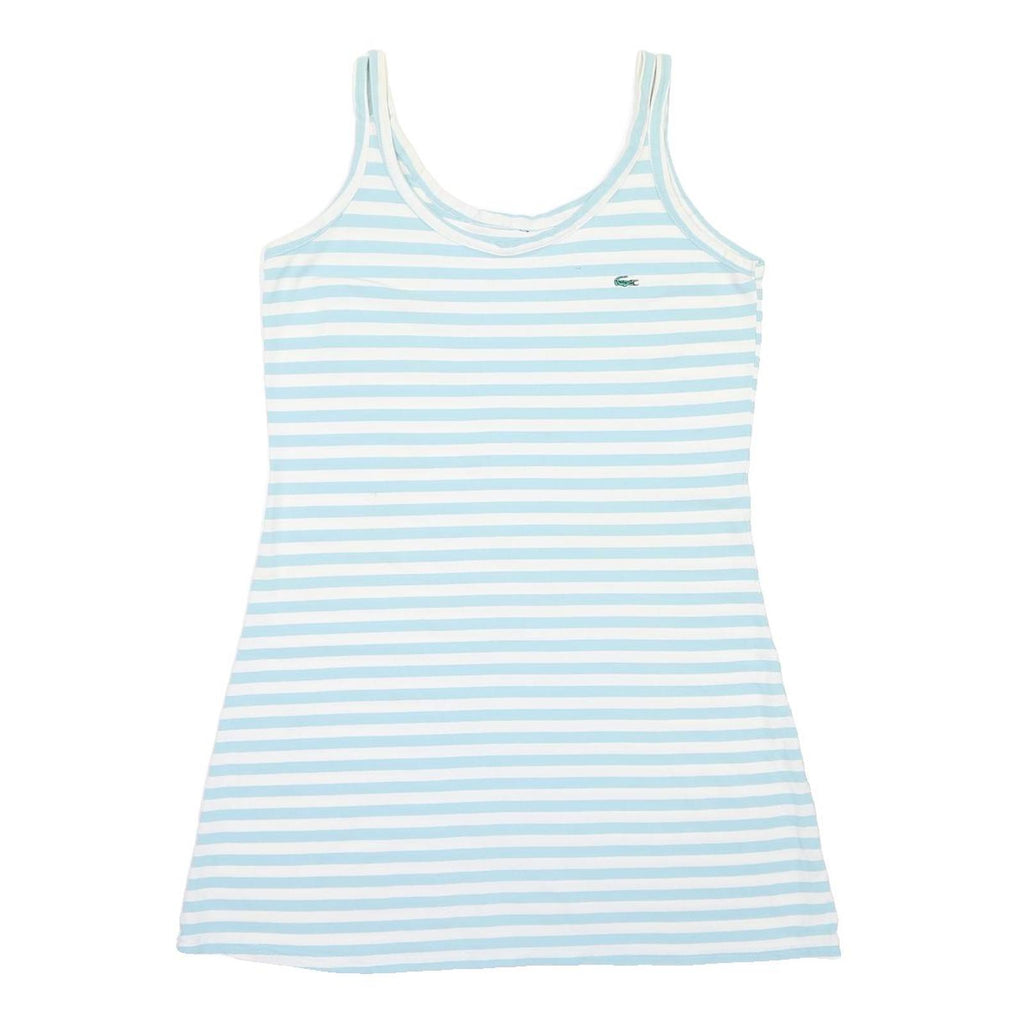 LACOSTE Womens Blue & White Stripe Vest XL Cotton Blend Sleeveless Casual Summer
