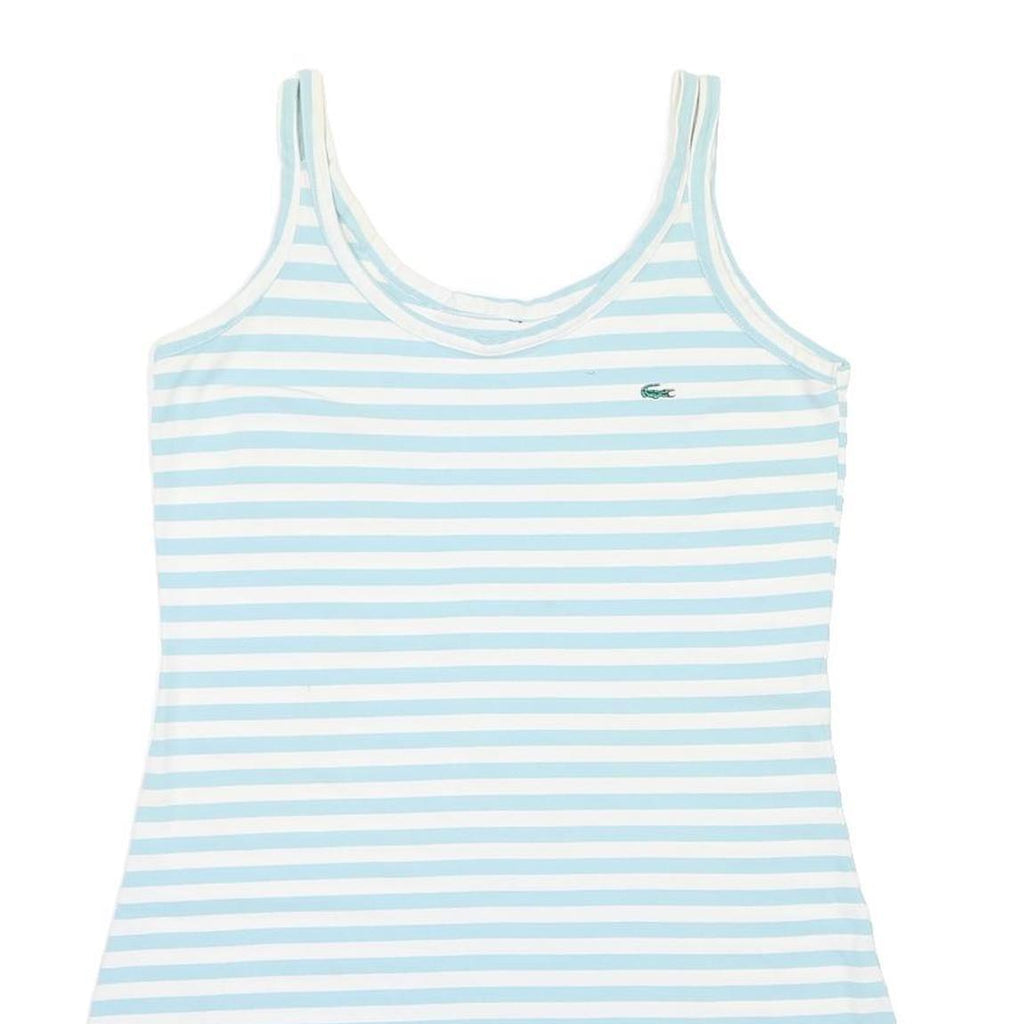 LACOSTE Womens Blue & White Stripe Vest XL Cotton Blend Sleeveless Casual Summer