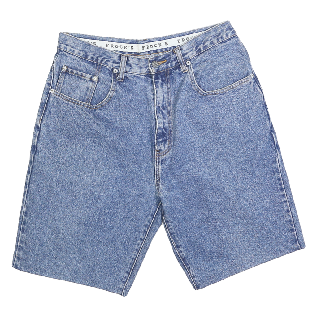 FROCKS Mens Denim Blue Casual Shorts M W30 Classic Fit Zip Closure Pocket Detail