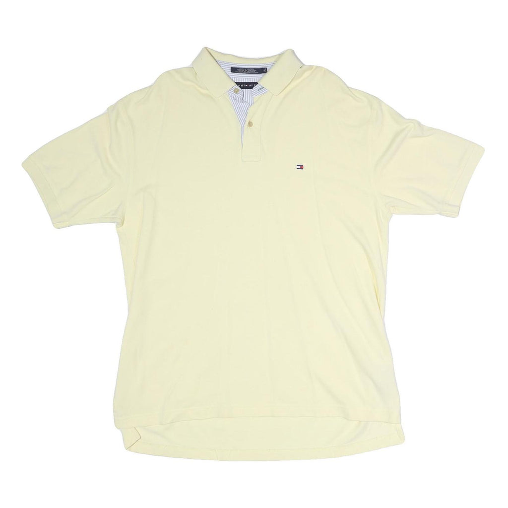 TOMMY HILFIGER Mens Yellow Basic Cotton Polo Shirt XL Short Sleeve Casual