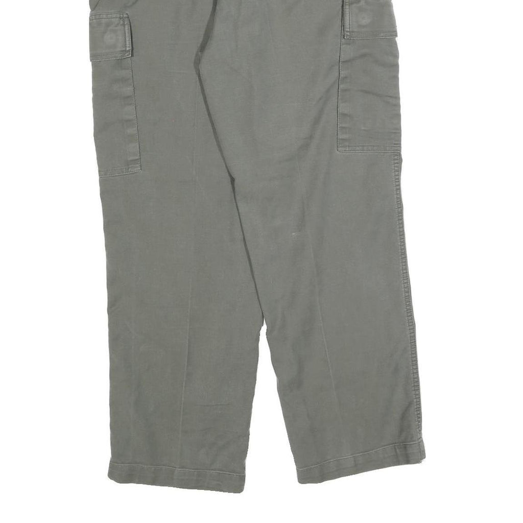 Mens Cotton Green Button Closure Cargo Pocket Regular Fit Trousers W34 L25