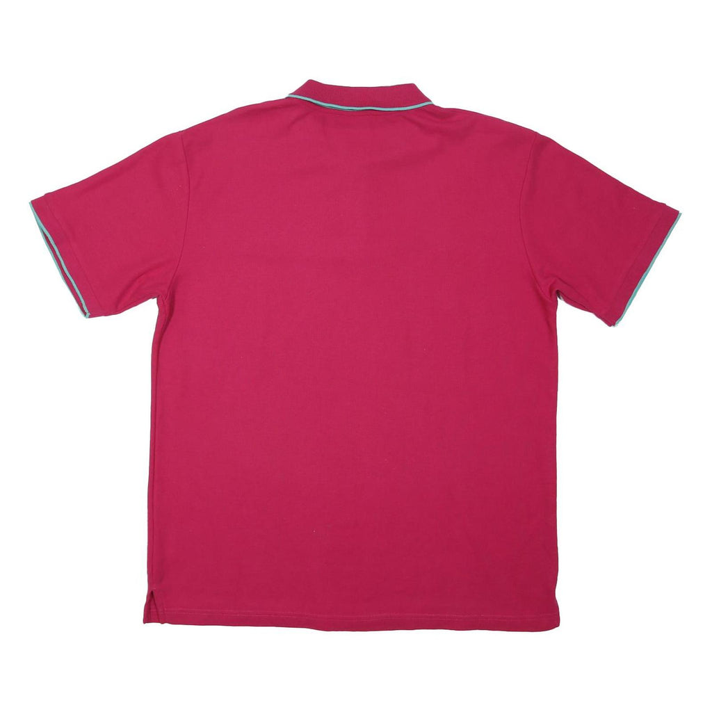 SLAZENGER Mens Red & Turquoise Polo Shirt XL Cotton Blend Short Sleeve Sport