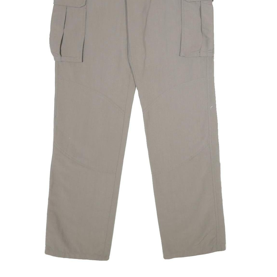 BIG PACK Mens Beige Regular Fit Drawstring Cargo Trousers W30 L34 Outdoor Casual