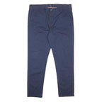 KANGOL Mens Cotton Slim Navy Blue Trousers W40 L32 Casual Button Closure