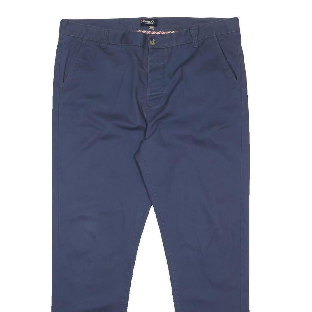 KANGOL Mens Cotton Slim Navy Blue Trousers W40 L32 Casual Button Closure