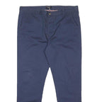 KANGOL Mens Cotton Slim Navy Blue Trousers W40 L32 Casual Button Closure
