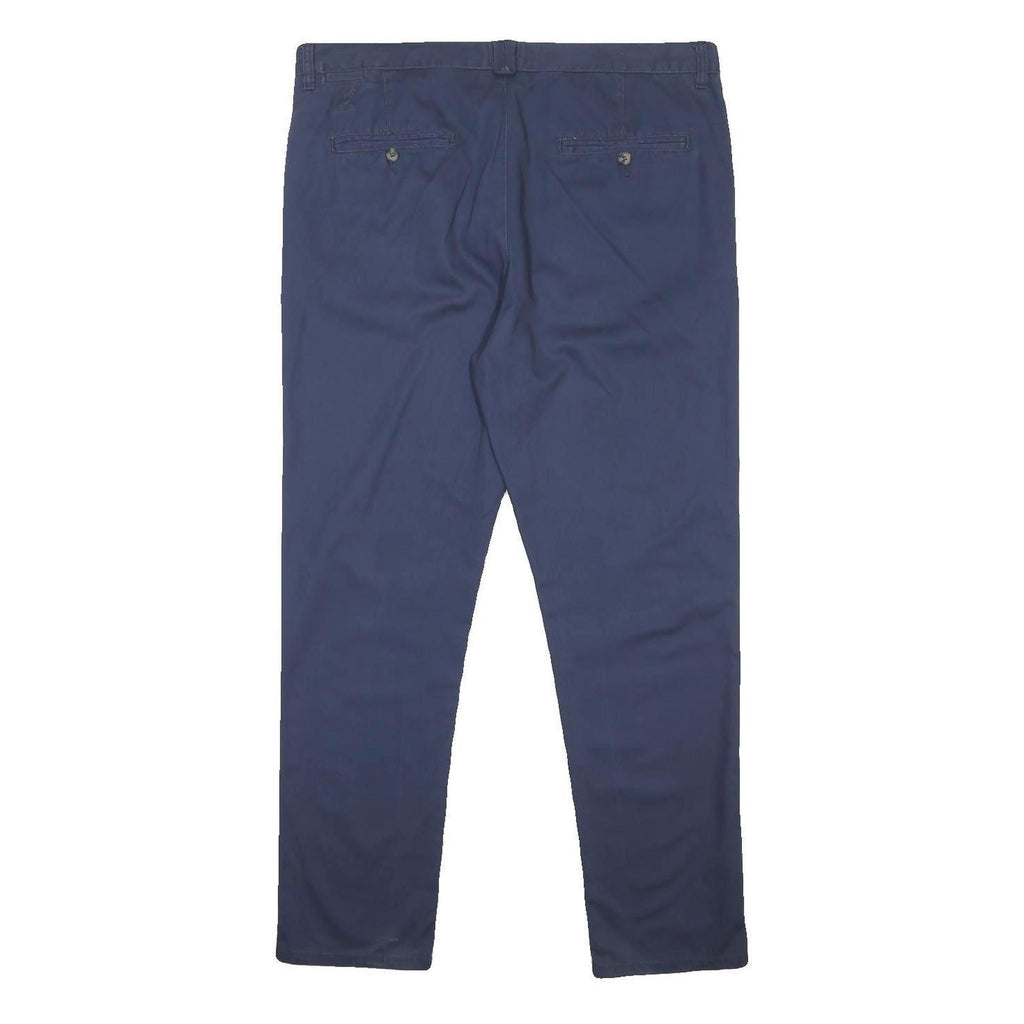 KANGOL Mens Cotton Slim Navy Blue Trousers W40 L32 Casual Button Closure