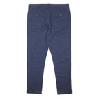 KANGOL Mens Cotton Slim Navy Blue Trousers W40 L32 Casual Button Closure