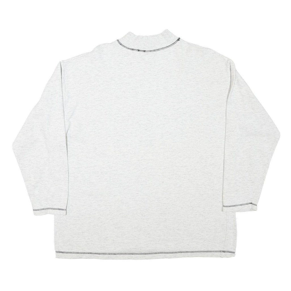 Womens White Sweatshirt Mock Neck L Printed Graphic Cotton Blend Casual