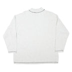 Womens White Sweatshirt Mock Neck L Printed Graphic Cotton Blend Casual