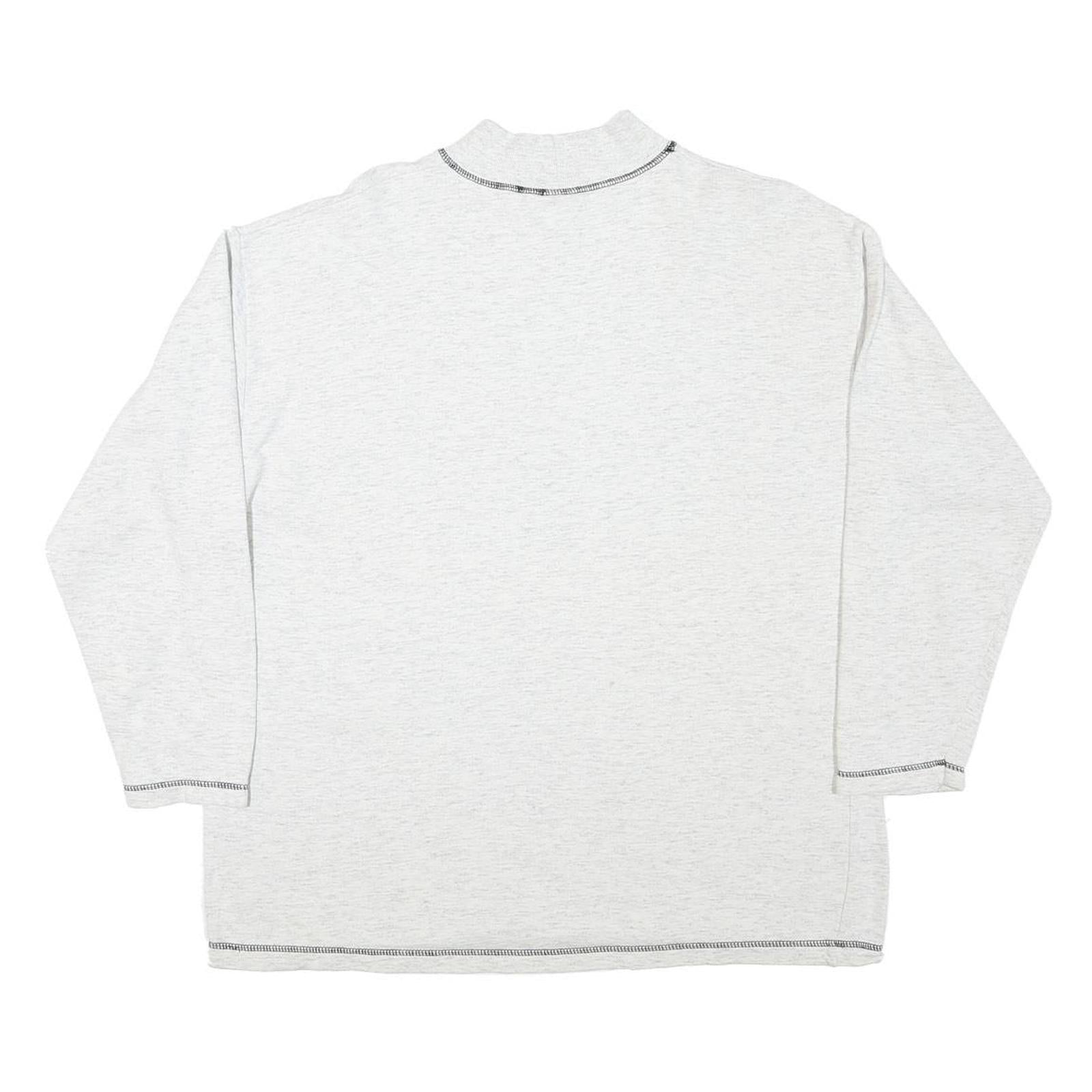 Womens White Sweatshirt Mock Neck L Printed Graphic Cotton Blend Casual