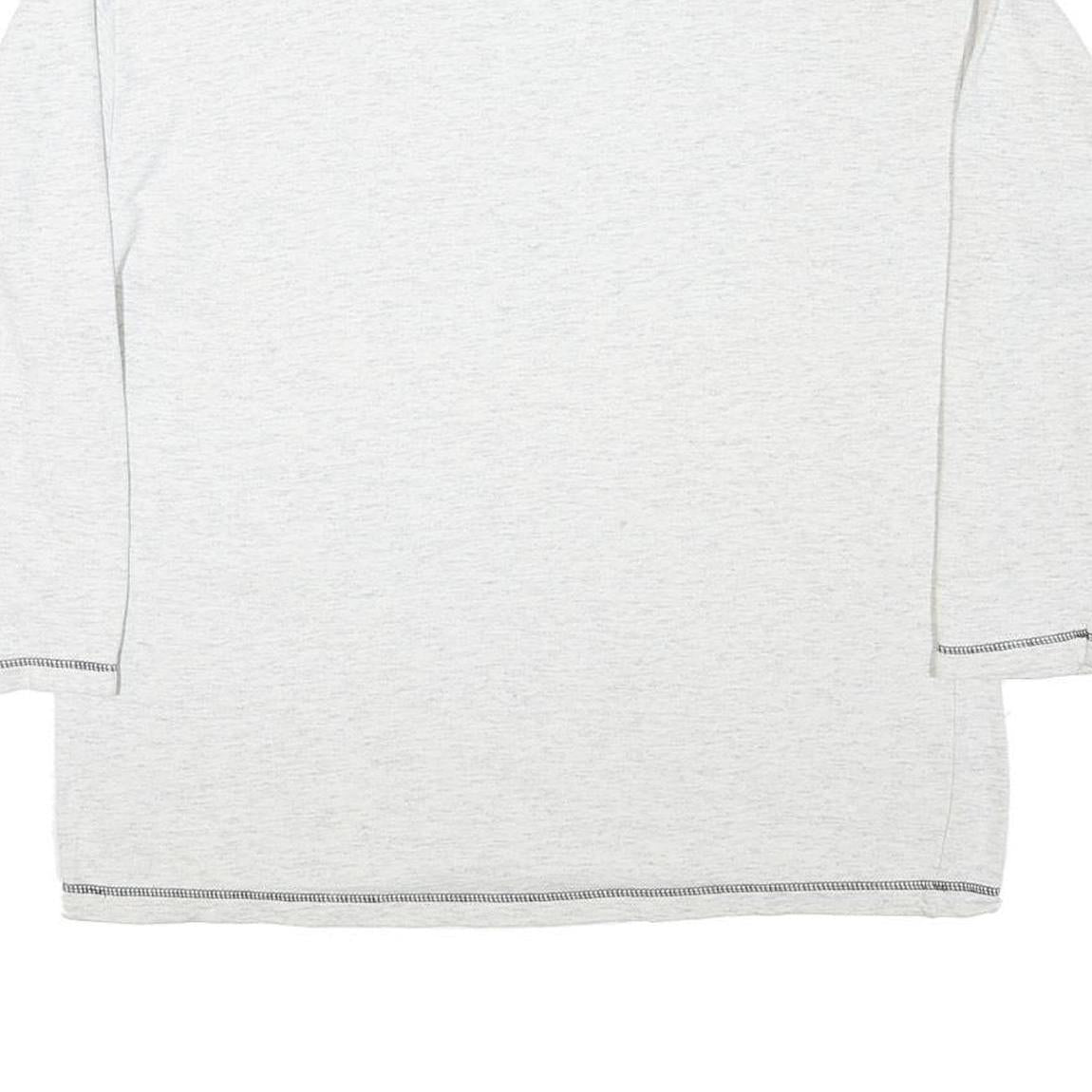 Womens White Sweatshirt Mock Neck L Printed Graphic Cotton Blend Casual