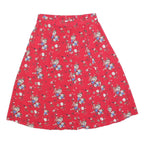 SAG HARBOR Womens Red Floral A-Line Knee Length Cotton Blend Skirt L Button