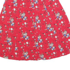 SAG HARBOR Womens Red Floral A-Line Knee Length Cotton Blend Skirt L Button