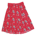 SAG HARBOR Womens Red Floral A-Line Knee Length Cotton Blend Skirt L Button