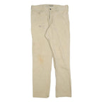CARHARTT Mens Cotton Blend Beige Relaxed Straight Trousers W34 L34 Workwear
