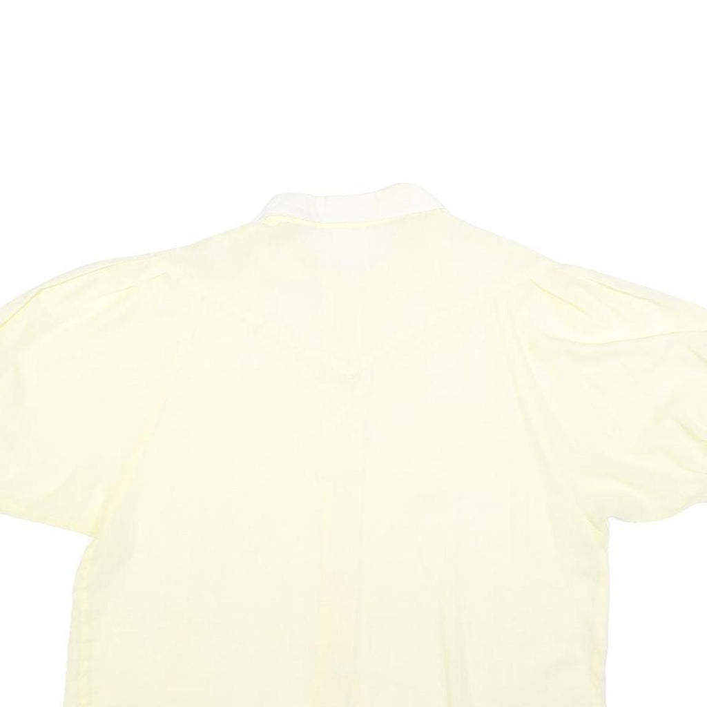 Womens Cream & White Plain Short Sleeve Shirt L Cotton Blend Casual Summer