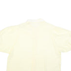 Womens Cream & White Plain Short Sleeve Shirt L Cotton Blend Casual Summer