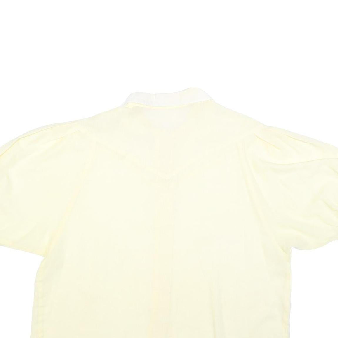 Womens Cream & White Plain Short Sleeve Shirt L Cotton Blend Casual Summer