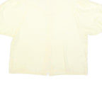 Womens Cream & White Plain Short Sleeve Shirt L Cotton Blend Casual Summer