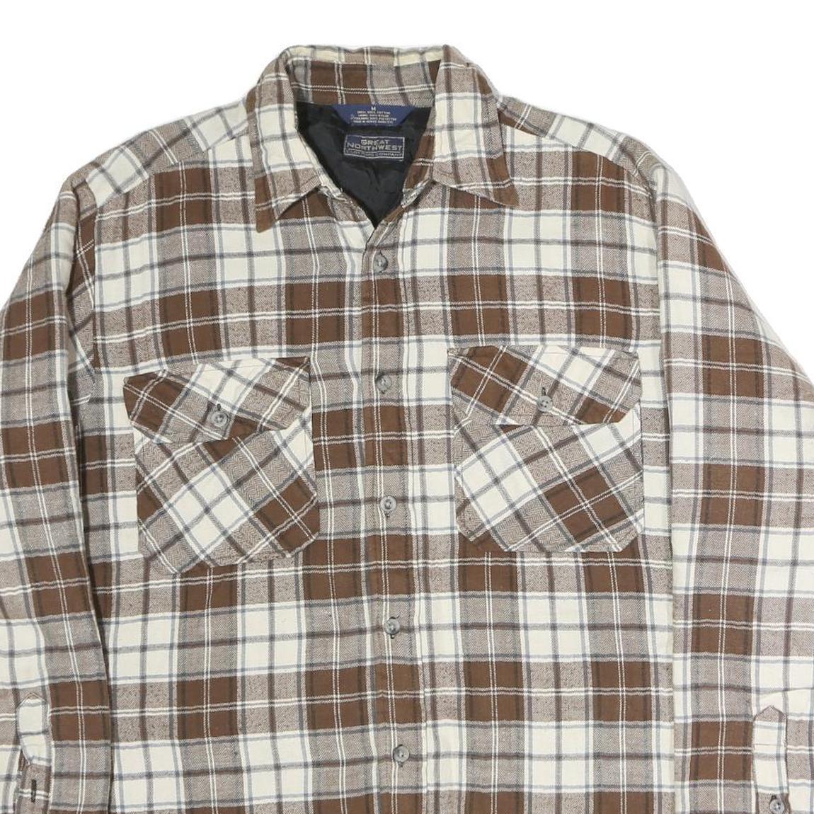 GREAT NORTHWEST Mens Brown & Cream Check Shirt M Button Pocket Casual Cotton