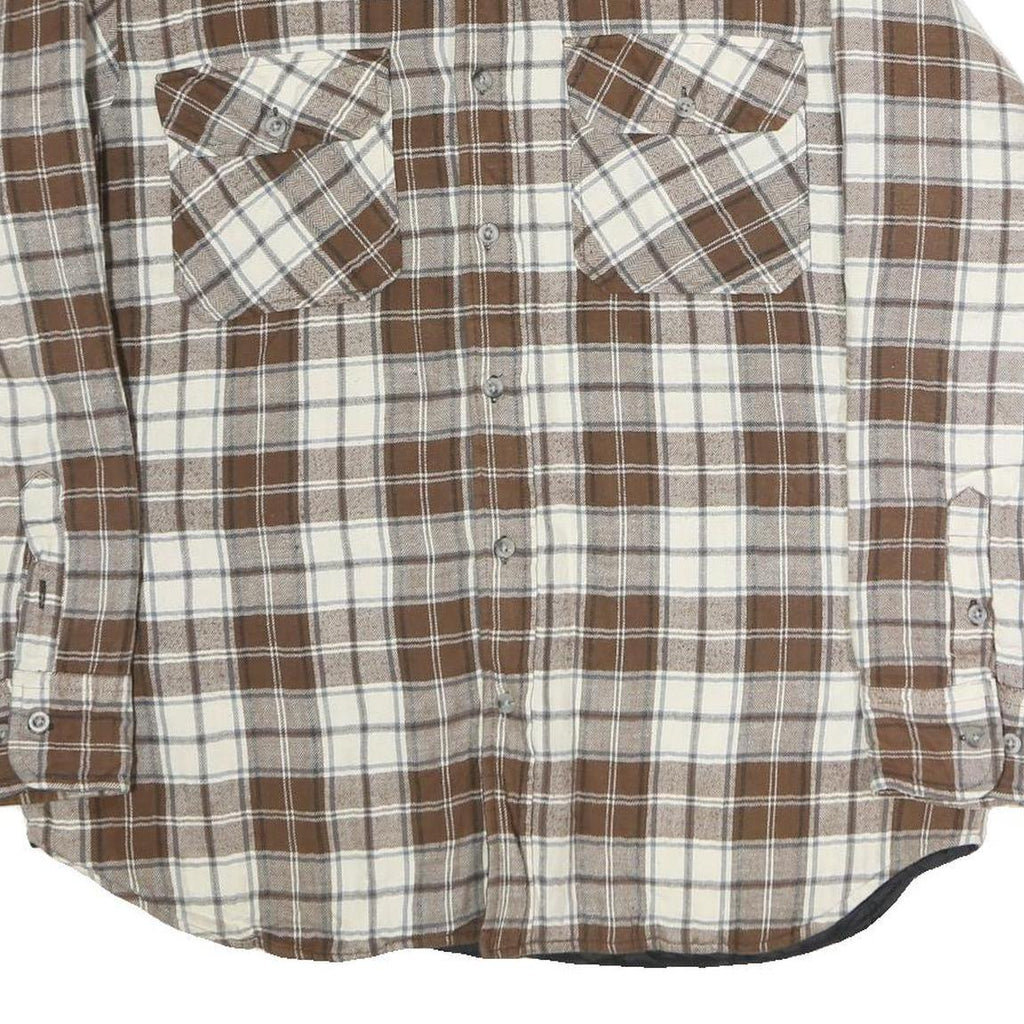 GREAT NORTHWEST Mens Brown & Cream Check Shirt M Button Pocket Casual Cotton