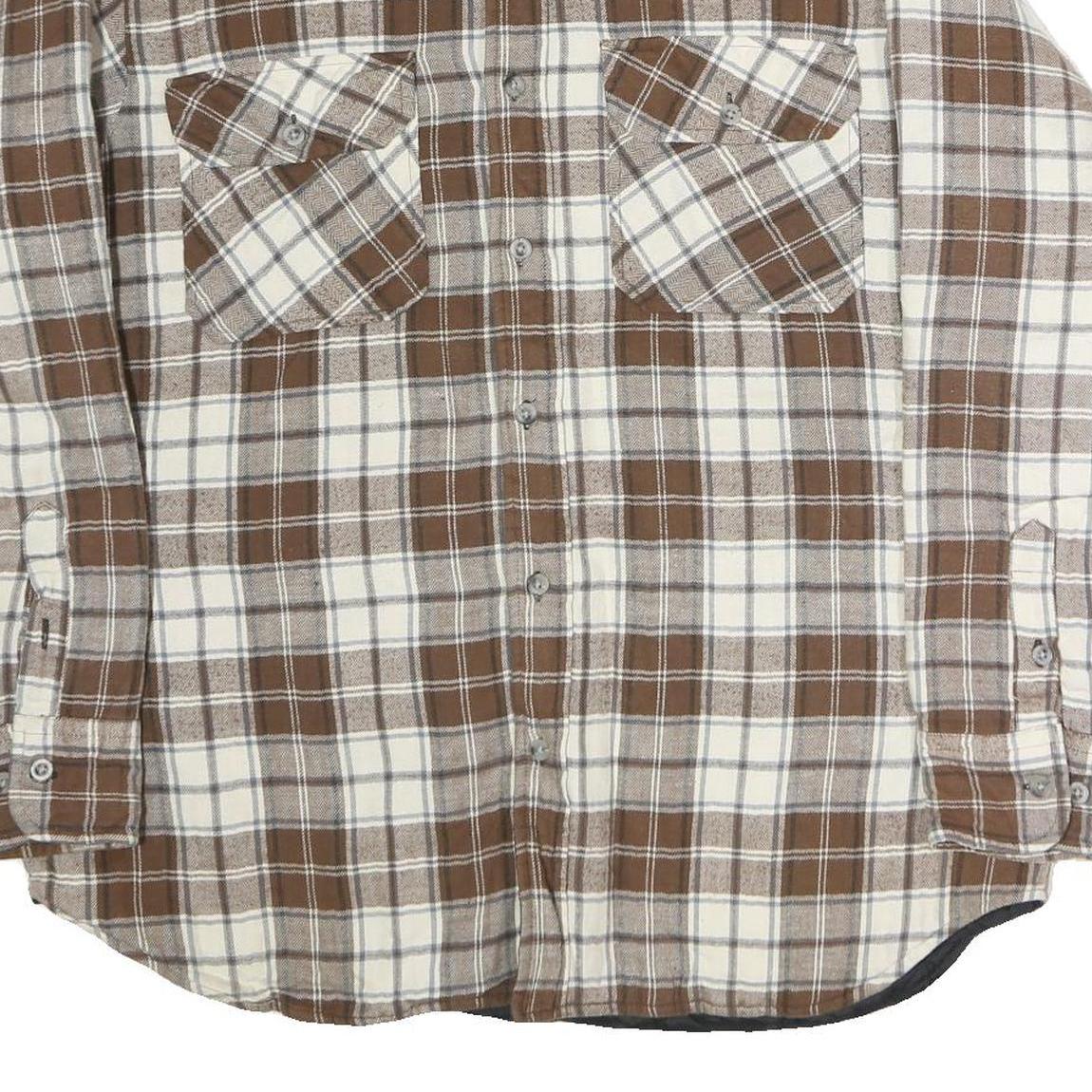 GREAT NORTHWEST Mens Brown & Cream Check Shirt M Button Pocket Casual Cotton