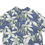 LA CABANA Womens Blue Green & White Printed Shirt Short Sleeve Collared L Rayon