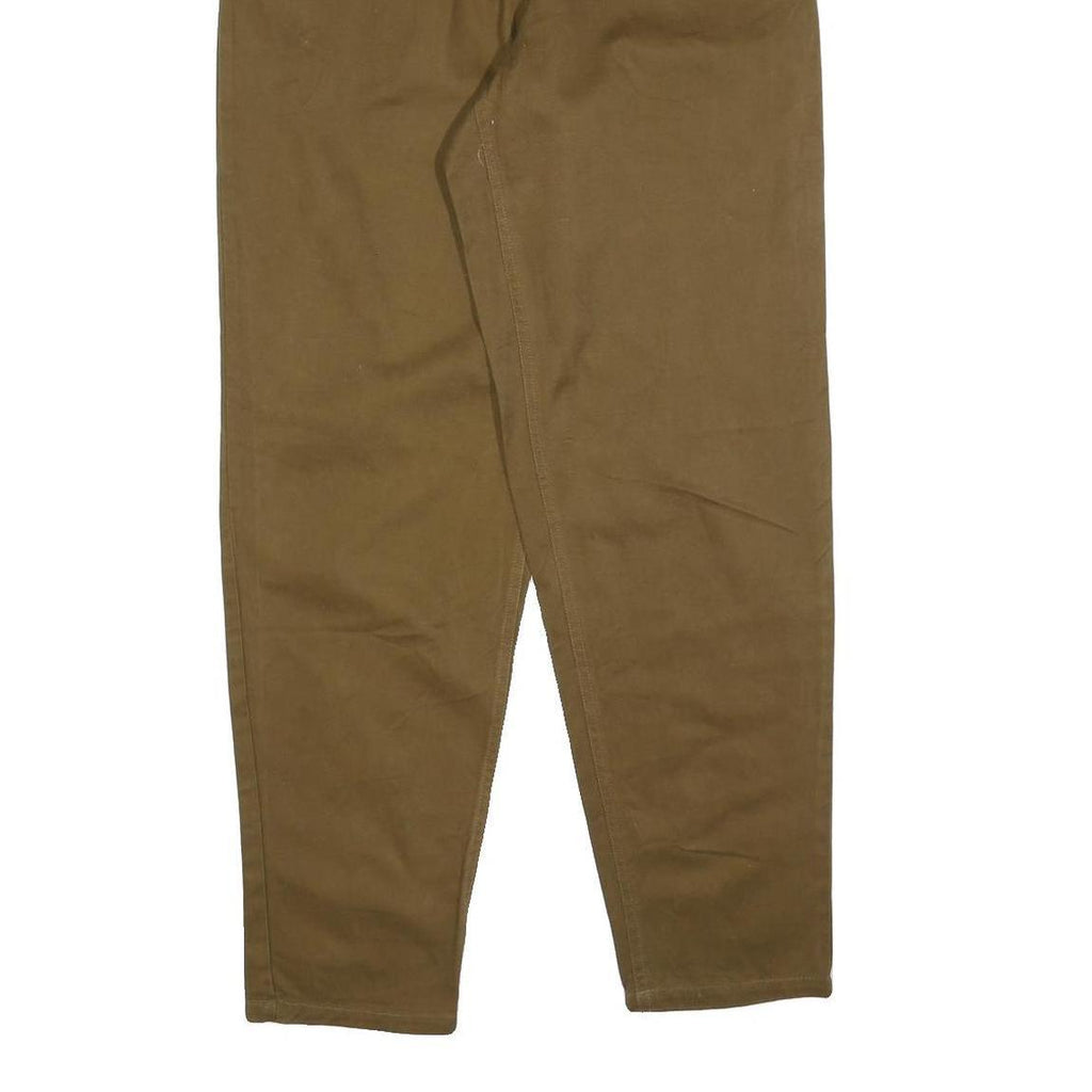 Womens Regular Fit Brown Cotton Blend Trousers W28 L30 Zip Closure Casual