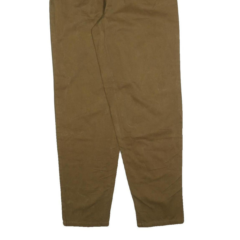 Womens Regular Fit Brown Cotton Blend Trousers W28 L30 Zip Closure Casual