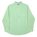 CHAPS Mens Green & White Check Shirt L Classic Button-Down Collar Long Sleeve