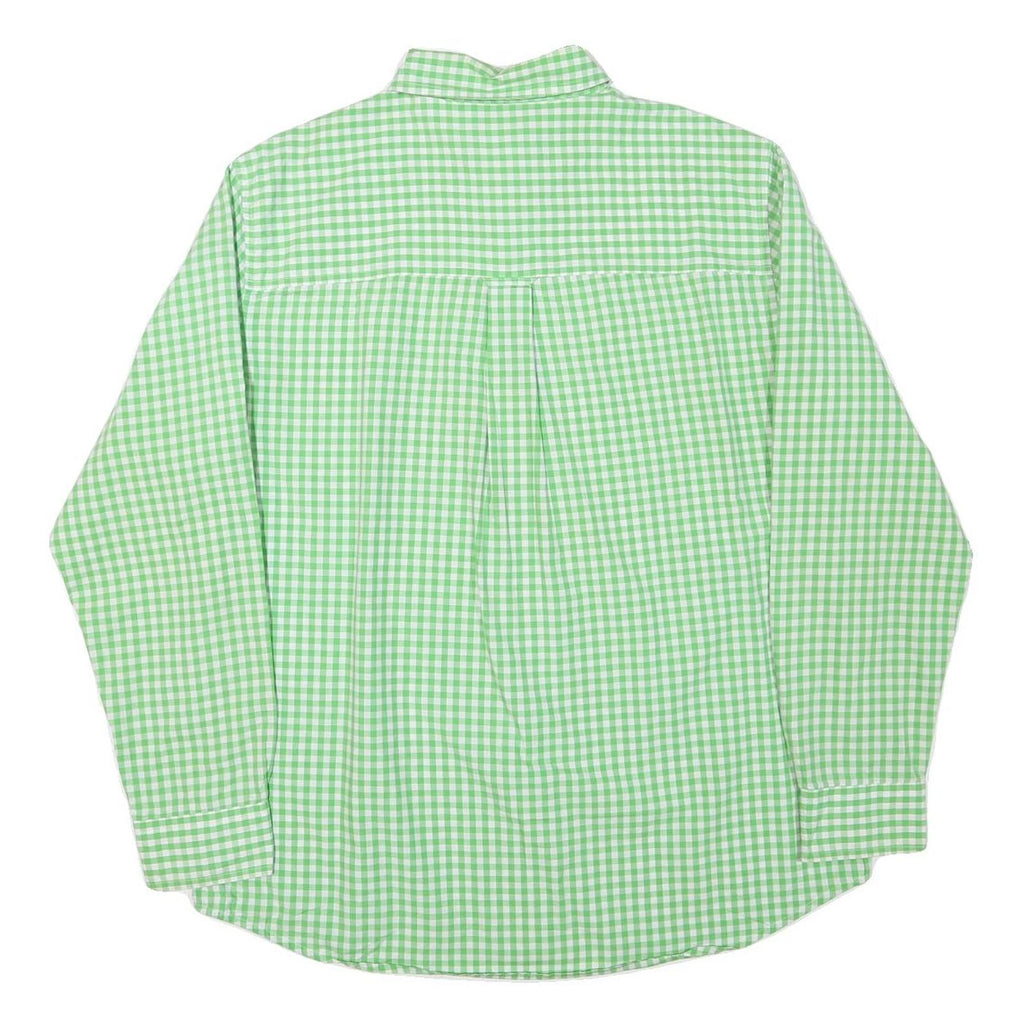 CHAPS Mens Green & White Check Shirt L Classic Button-Down Collar Long Sleeve