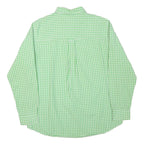 CHAPS Mens Green & White Check Shirt L Classic Button-Down Collar Long Sleeve