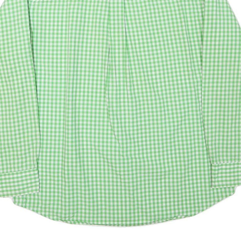 CHAPS Mens Green & White Check Shirt L Classic Button-Down Collar Long Sleeve