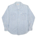 GUESS JEANS Mens Blue & White Striped Shirt S Cotton Casual Long Sleeve