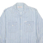 GUESS JEANS Mens Blue & White Striped Shirt S Cotton Casual Long Sleeve