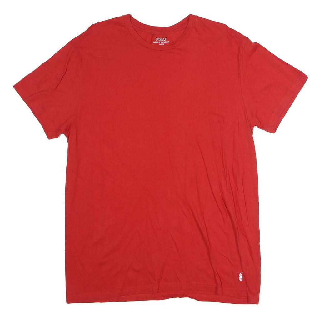 POLO RALPH LAUREN Mens Red Cotton T-Shirt L Short Sleeve Crew Neck Classic