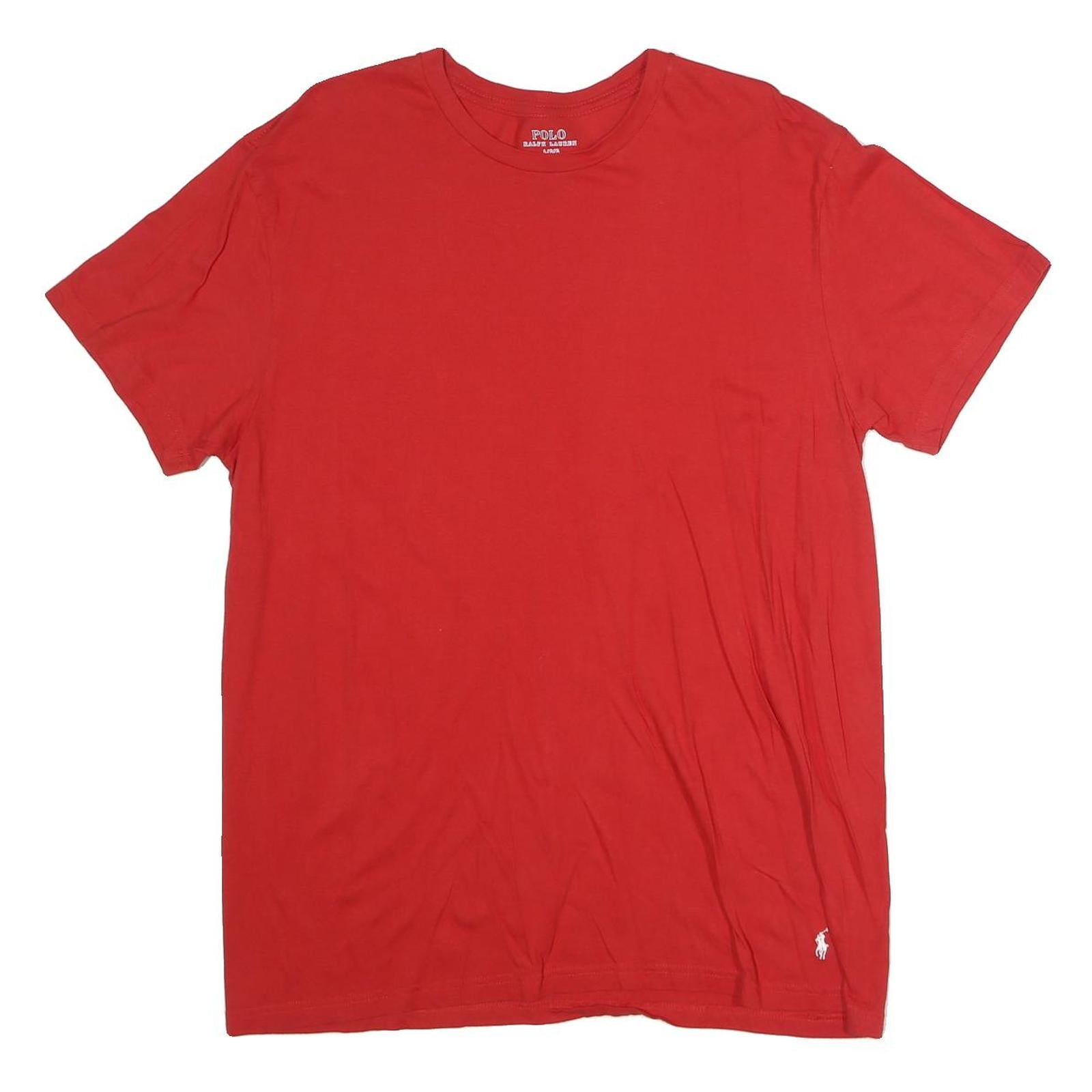 POLO RALPH LAUREN Mens Red Cotton T-Shirt L Short Sleeve Crew Neck Classic