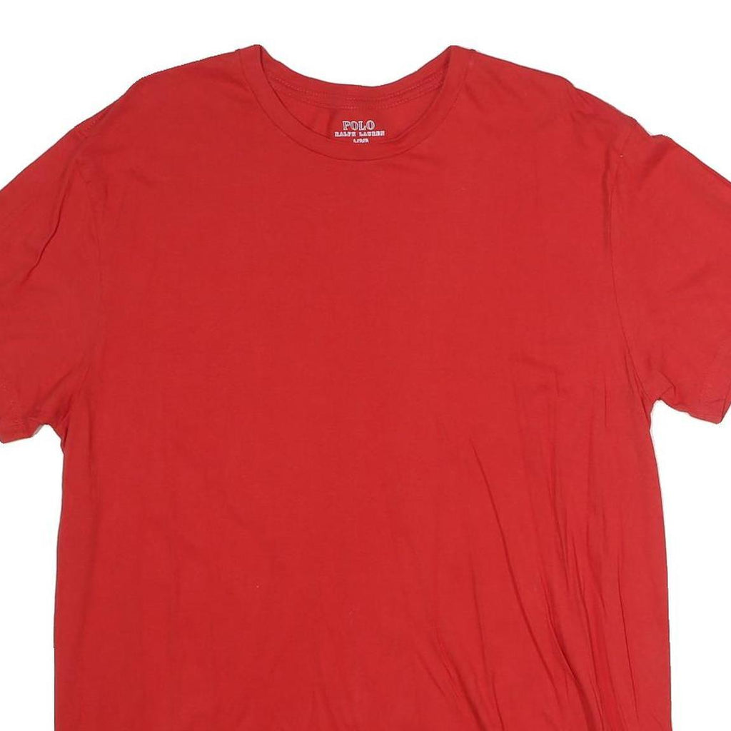POLO RALPH LAUREN Mens Red Cotton T-Shirt L Short Sleeve Crew Neck Classic