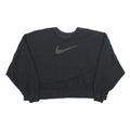 NIKE Womens Black Cotton Blend Crew Neck Sweatshirt XL Crop Logo Pullover