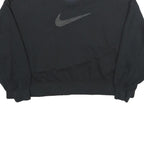 NIKE Womens Black Cotton Blend Crew Neck Sweatshirt XL Crop Logo Pullover