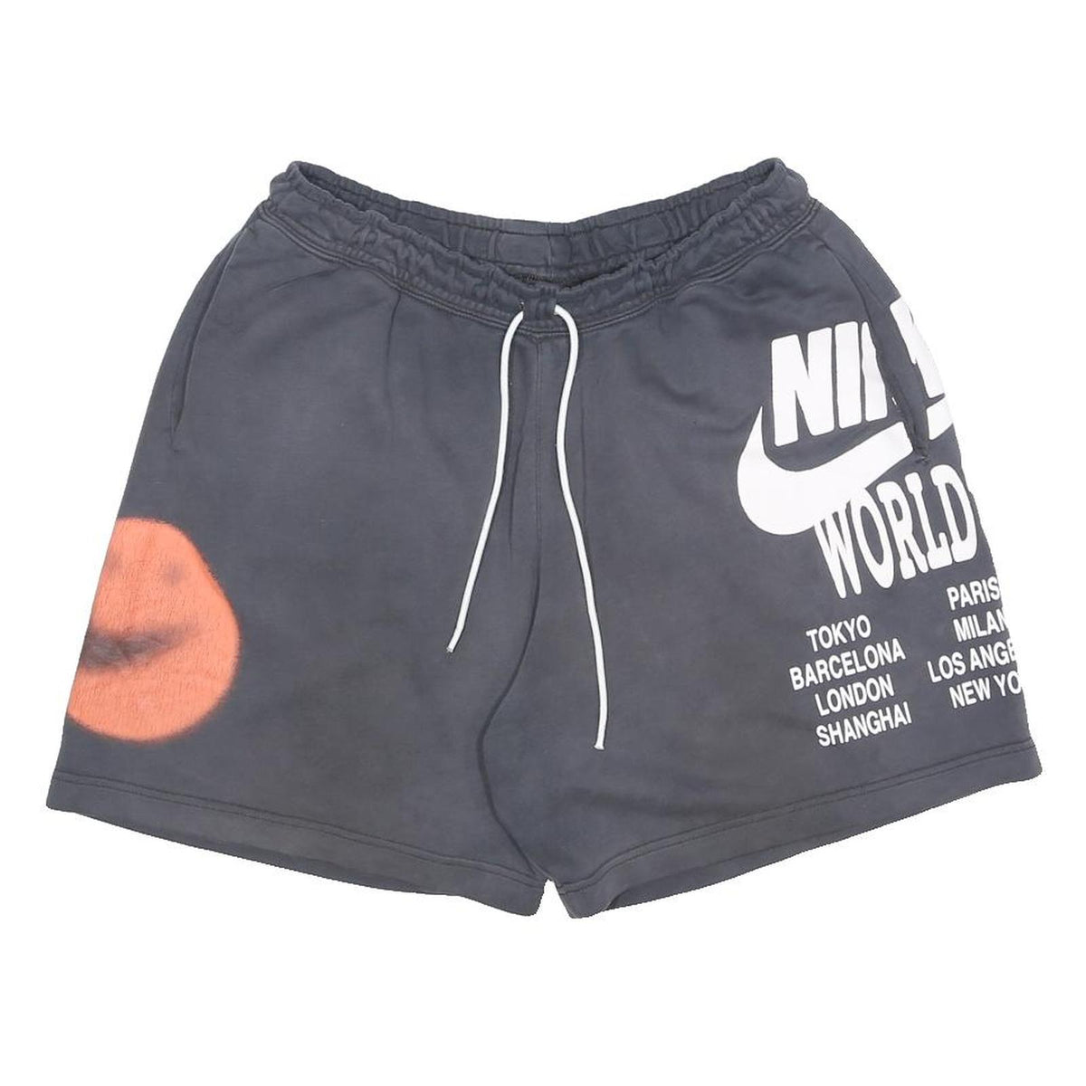 NIKE Mens Shorts Black Cotton Blend XL W30 World Tour Graphic