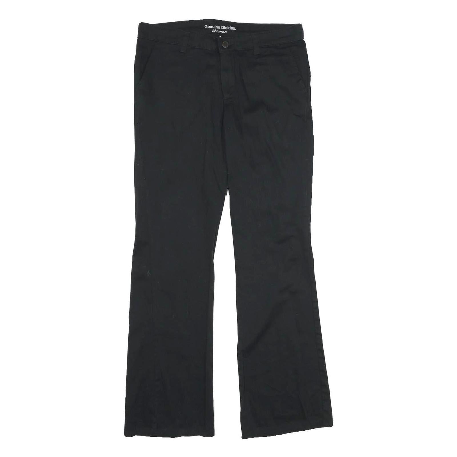 DICKIES Womens Black Slim Straight Cotton Blend Trousers W30 L32 Workwear Zip