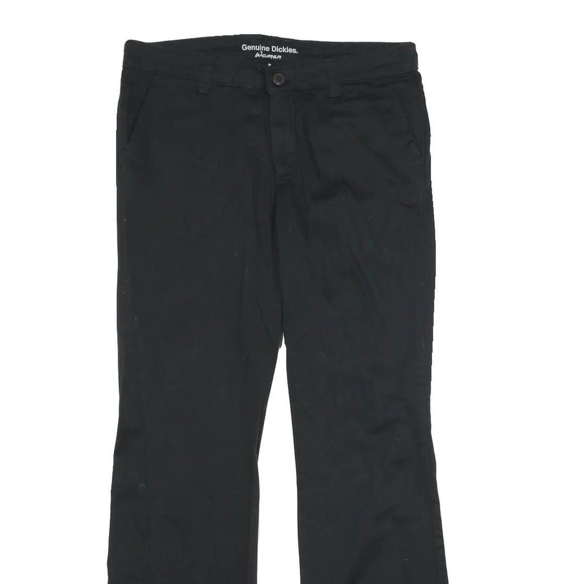 DICKIES Womens Black Slim Straight Cotton Blend Trousers W30 L32 Workwear Zip