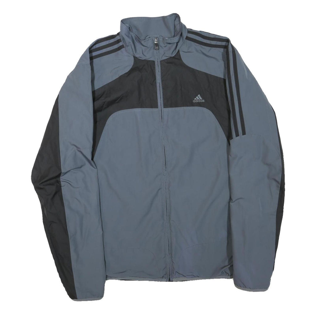 ADIDAS Mens Grey & Black Zip Up Track Jacket L Polyester Blend Sports Casual