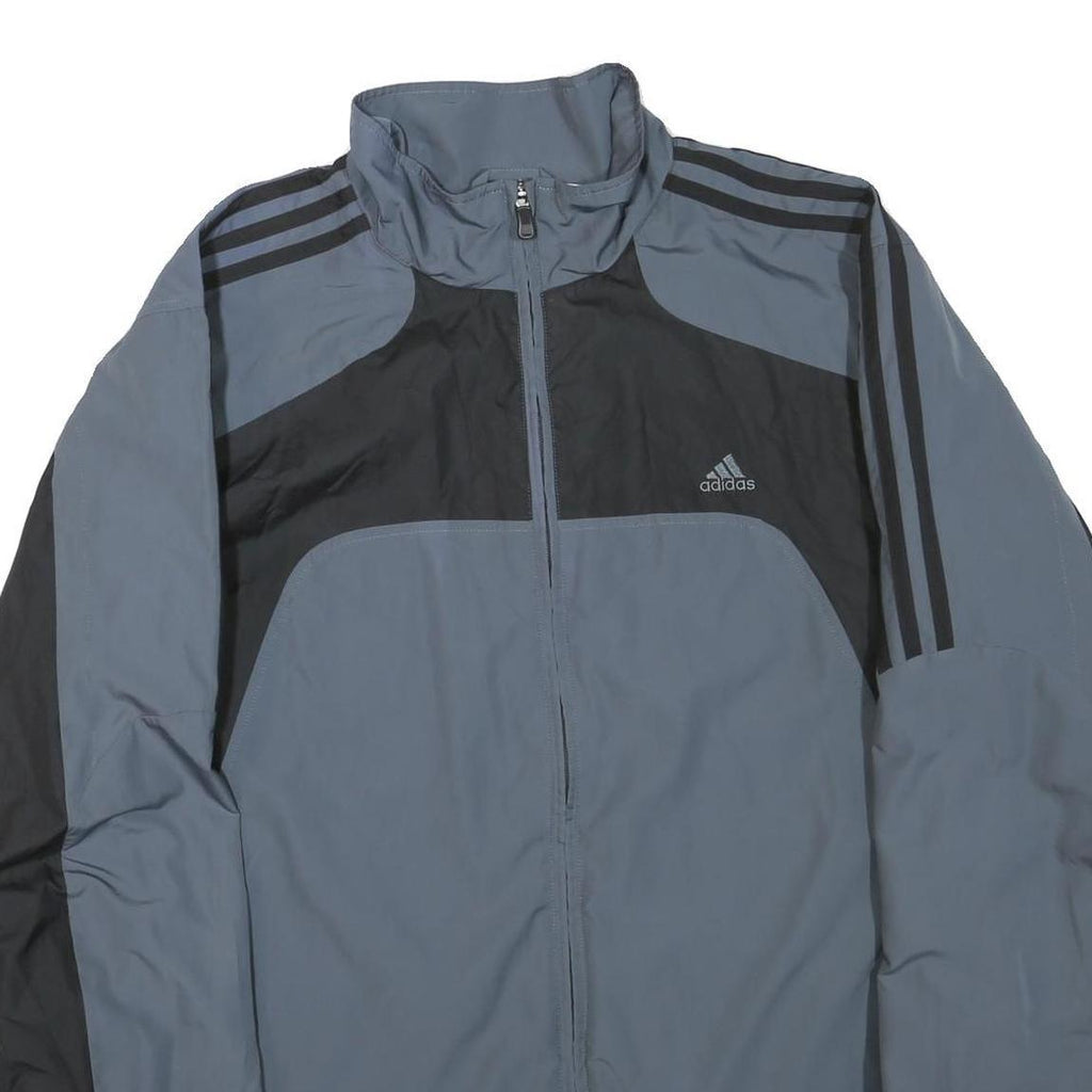 ADIDAS Mens Grey & Black Zip Up Track Jacket L Polyester Blend Sports Casual