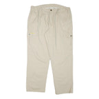 BERNWALT Mens Beige Cotton Blend Regular Cargo Trousers W40 L32 Elastic Waist
