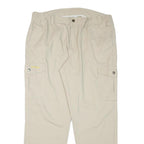 BERNWALT Mens Beige Cotton Blend Regular Cargo Trousers W40 L32 Elastic Waist