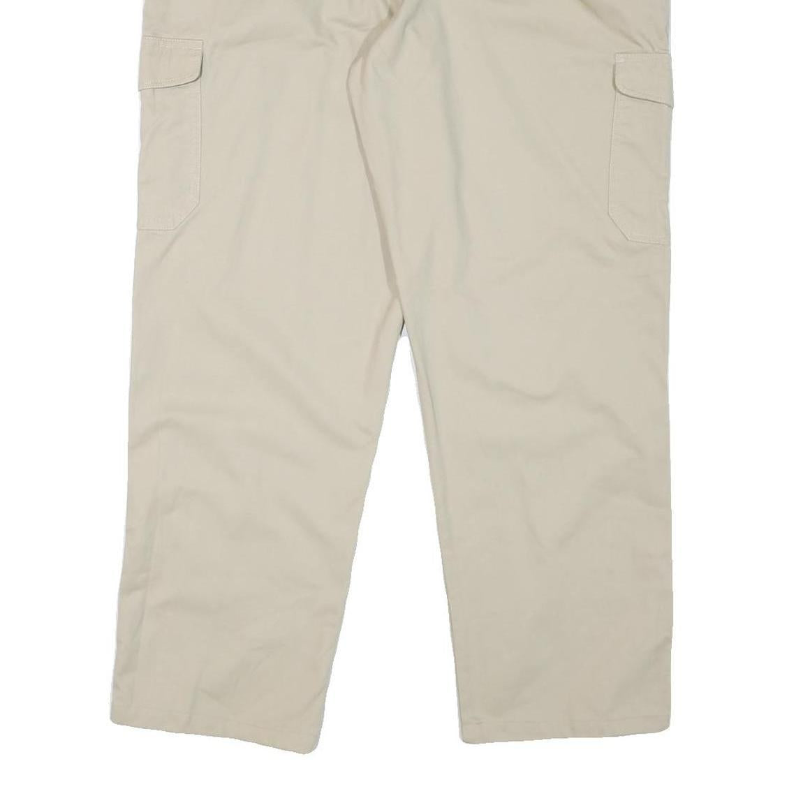 BERNWALT Mens Beige Cotton Blend Regular Cargo Trousers W40 L32 Elastic Waist