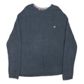 CHAPS Mens Blue Plain Crew Neck Basic Knit Jumper XL Classic Cotton Blend